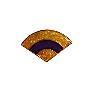 Black Gold Glittered Metal Fan Shaped Brooch Pin- 1" x 1.5"